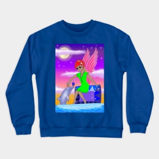 Sapphire fairy and dolphin friend Crewneck Sweatshirt